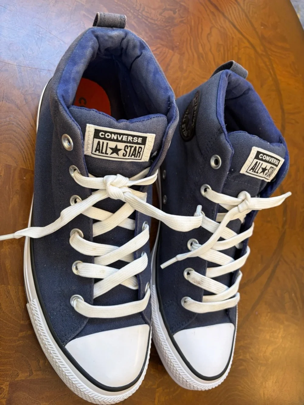 Converse Navy and White High-Top Sneakers - Picture 4 of 10